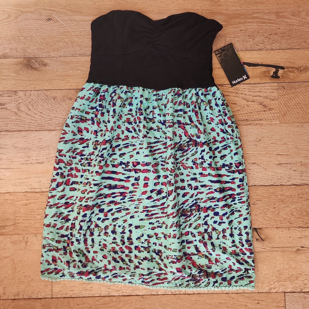 NWT Hurley Strapless Lola Short Mini Dress Sundress Coconut Girl Surfer Girl